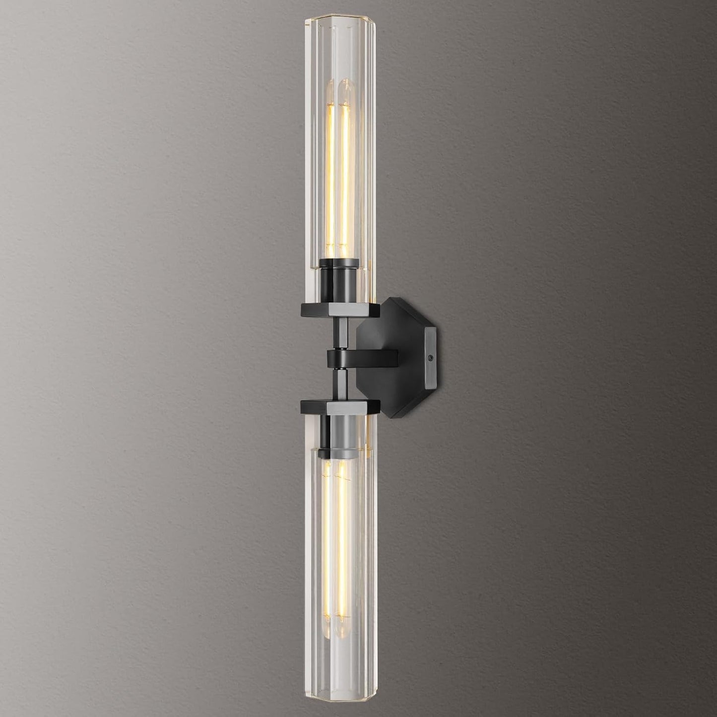 Black Crystal Wall Sconces Light For Bathroom Modern Bathroom Vanity Lights Fixture 28.5In Indoor Wall Sconce Linear Crystal Sconces Wall Lighting For Bedroom Hallway Staircase Living Room Dining Room