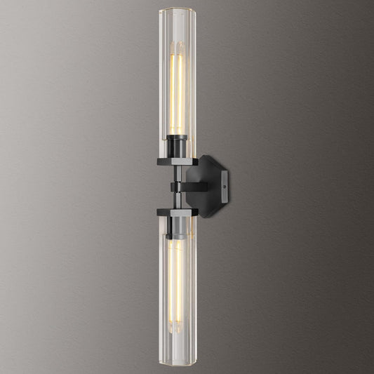 Black Crystal Wall Sconces Light For Bathroom Modern Bathroom Vanity Lights Fixture 28.5In Indoor Wall Sconce Linear Crystal Sconces Wall Lighting For Bedroom Hallway Staircase Living Room Dining Room