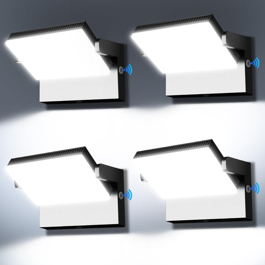 Juyace 120W Led Wall Pack Light Dusk To Dawn Outdoor Lighting Exterior Fixtures 360 Rotation 5000K For Garage Yard Barn Area 4 Pack
