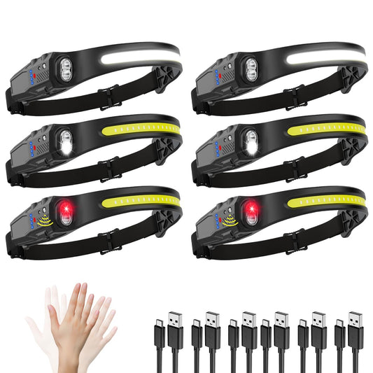 Headlamp Rechargeable 6Pack  230 Wide Beam Led Headlamp  7Mode Headlamps For mature-themeds  Head Lamp With Motion Sensor  Red Light Head Lamps Led Rechargeable  Head Lights For Forehead Running Camping