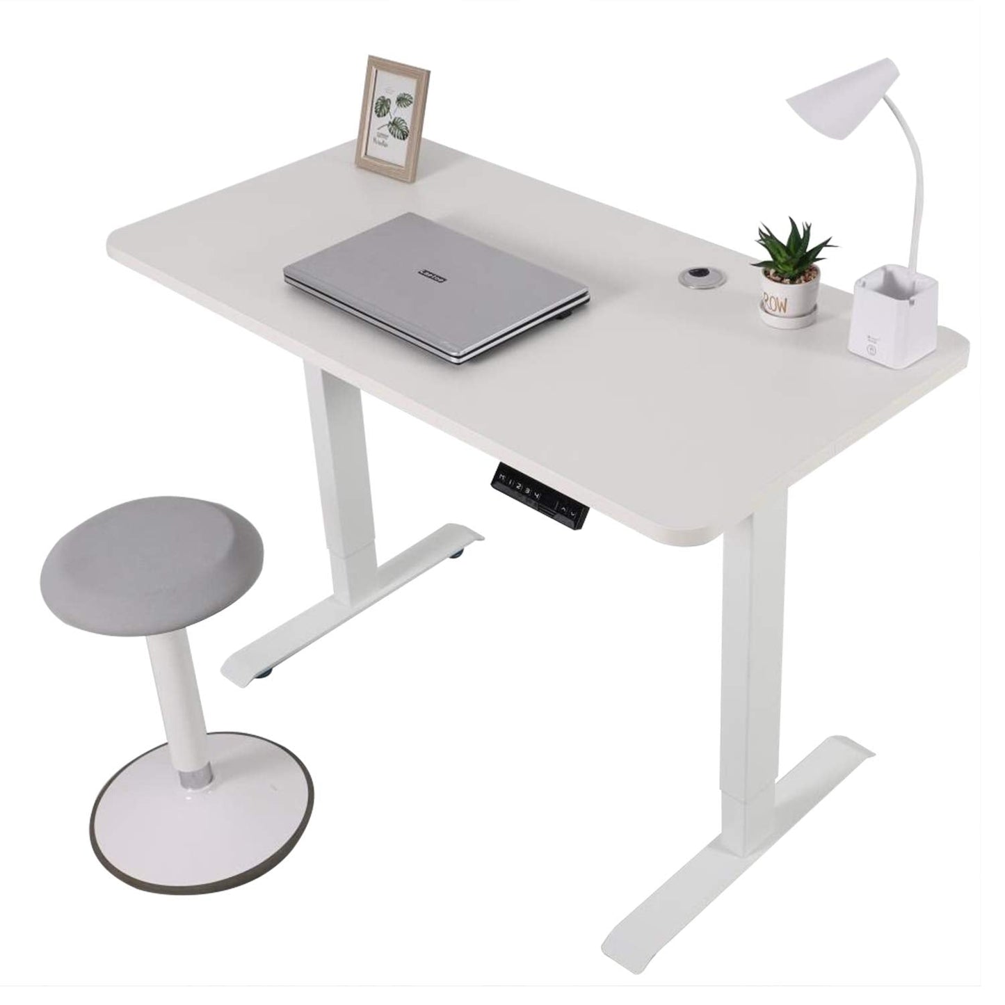 wonline Electric Stand Up Desk Frame Dual Motor Standing Desk Base Height Adjustable Workstation Base with 4 Programmable Memory Controller Steel Legs for Home Office (Frame Only)