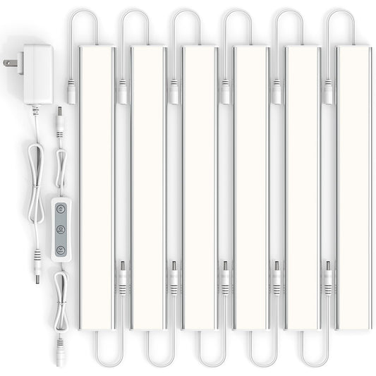ASOKO Under Cabinet LED Light, Dimmable 4000K, 12 inch, 6 Pack, Alloy Steel