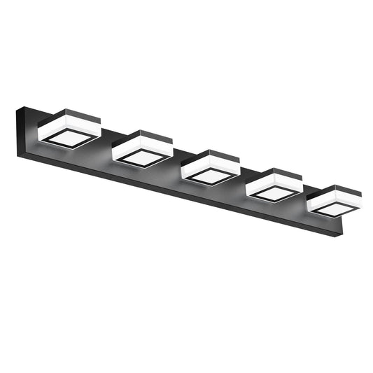 Izorro Led Modern Bathroom Lighting Fixtures Over Mirror (5-Light  40 Inch  Dimmable) Matte Black Bathroom Vanity Light Fixture With 360Rotatable Head (Cool White 6000K)