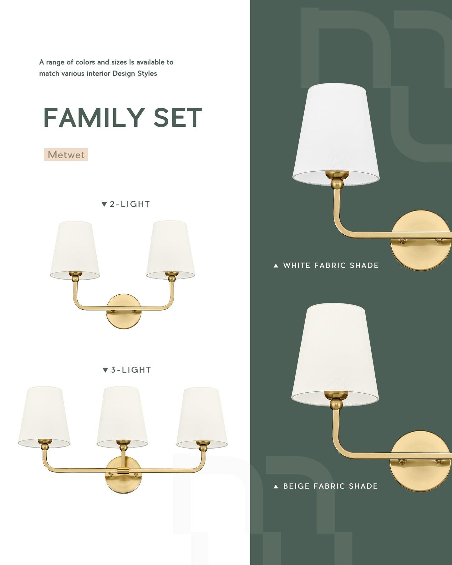 Metwet Bathroom Light Fixtures  Brushed Gold Vanity Lights With Beige Fabric Shade  3-Light Wall Sconce  Modern Sconces Wall Lighting For Hallway Bedroom  Vl837-Bg-B-3