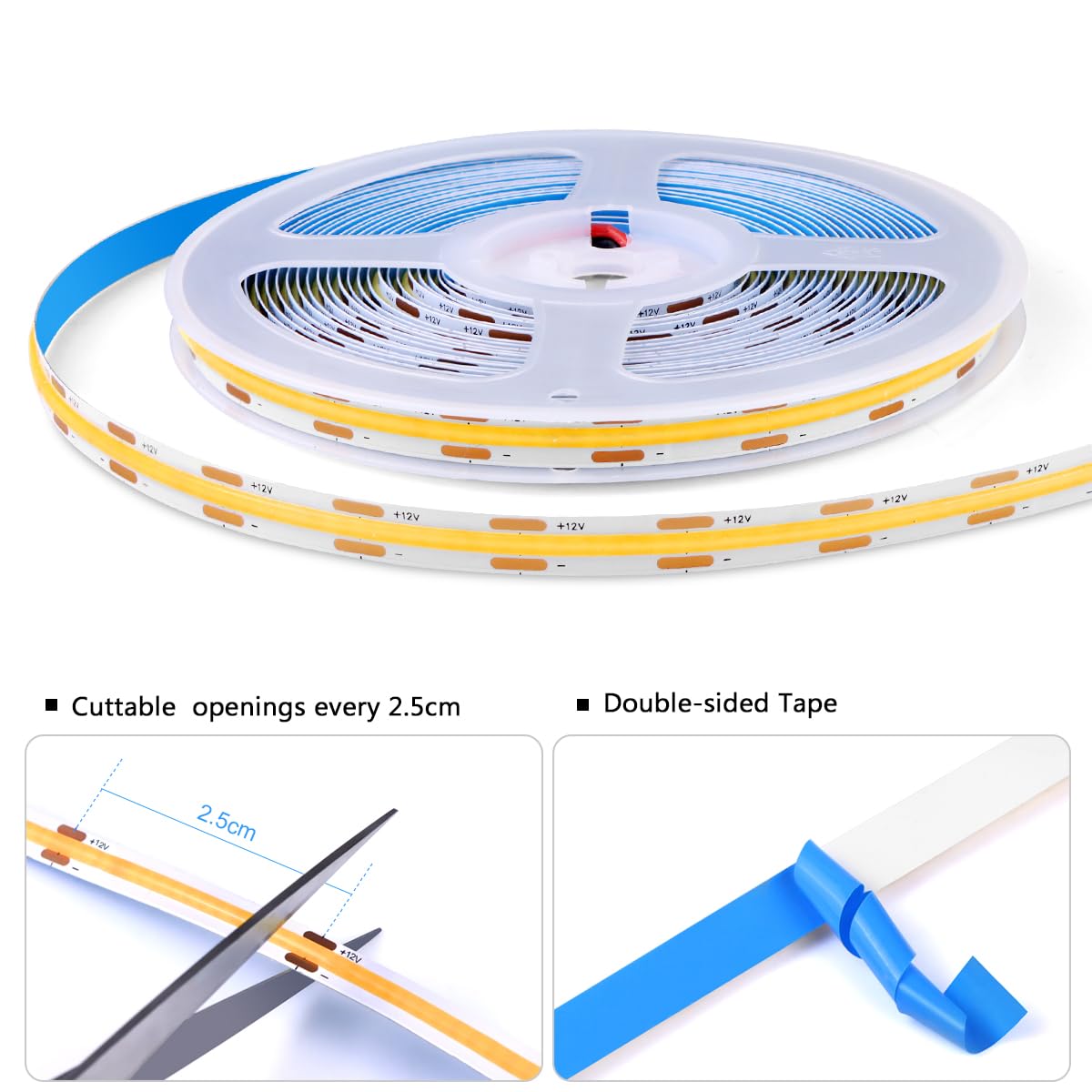 Tlinkosta Cabinet Light Cob Led Strip Lights 6-In-1 Dimmable Touch Control For Display Cabinets  Wardrobes  Kitchen  Wine Cabinets  Showcase & Shelf Lighting (White Light  6.6Ft)