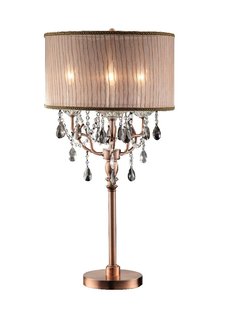 OK Lighting Crystal Table Lamp 35-Inch OK-5126T Dusty Rose Rose Gold