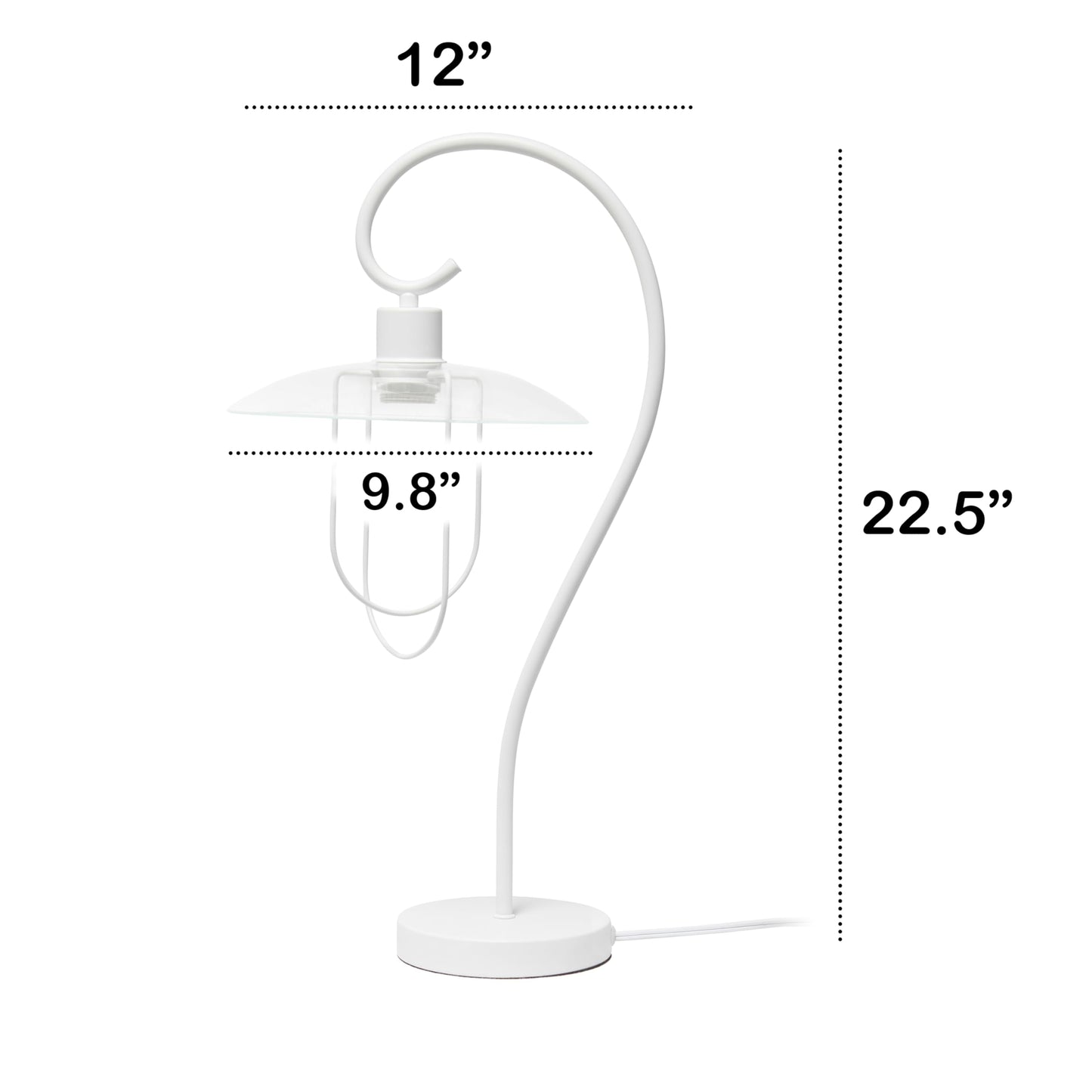 LALIA HOME Modern Metal Scroll Table Lamp, Iron, 11.5 x 9.75 x 22.2 inches, White, Model LHT-4000 Family