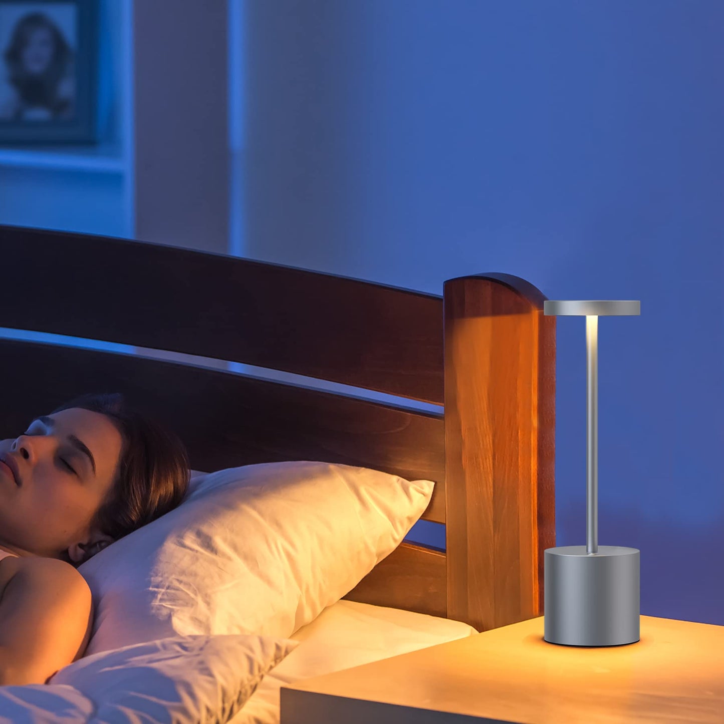 TBBGA 2 Pack Cordless Table Lamps, 5000mAh Rechargeable, Dimmable LED Light, Portable Metal, Iron Gray