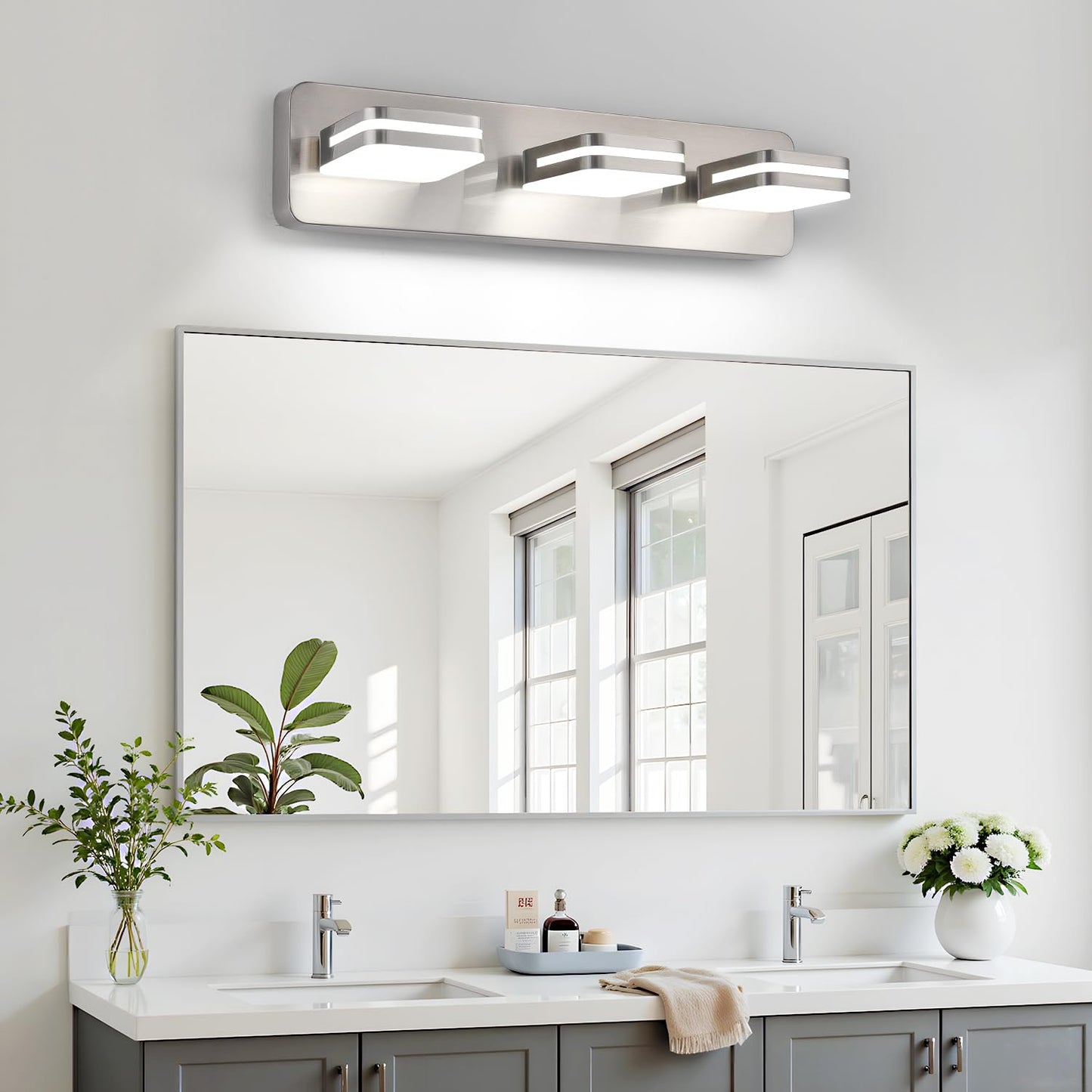 1300Lm Led Modern Bathroom Vanity Light Fixtures  360?Rotate Acrylic Brushed Nickel Vanity Lights For Bathroom  Modern Wall Lighting Fixtures Over Mirror Kitchen Living (Natural White Light 5000K)