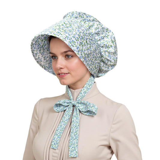 White Bonnet, Colonial Hat Pioneer Mob Hat Maid Cap with Adjustable Straps