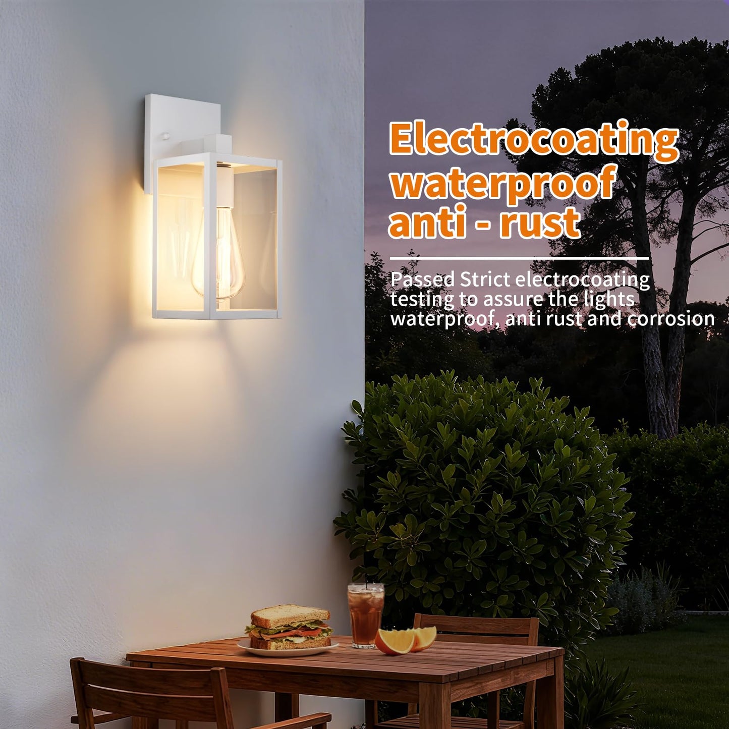 2 Pack White Exterior Lighting Fixtures Wall Mount  Outside Front Porch Lights For House  Outdoor Lantern Lamp  Waterproof Wall Sconce Lights  Coach Light For Garage Entryway
