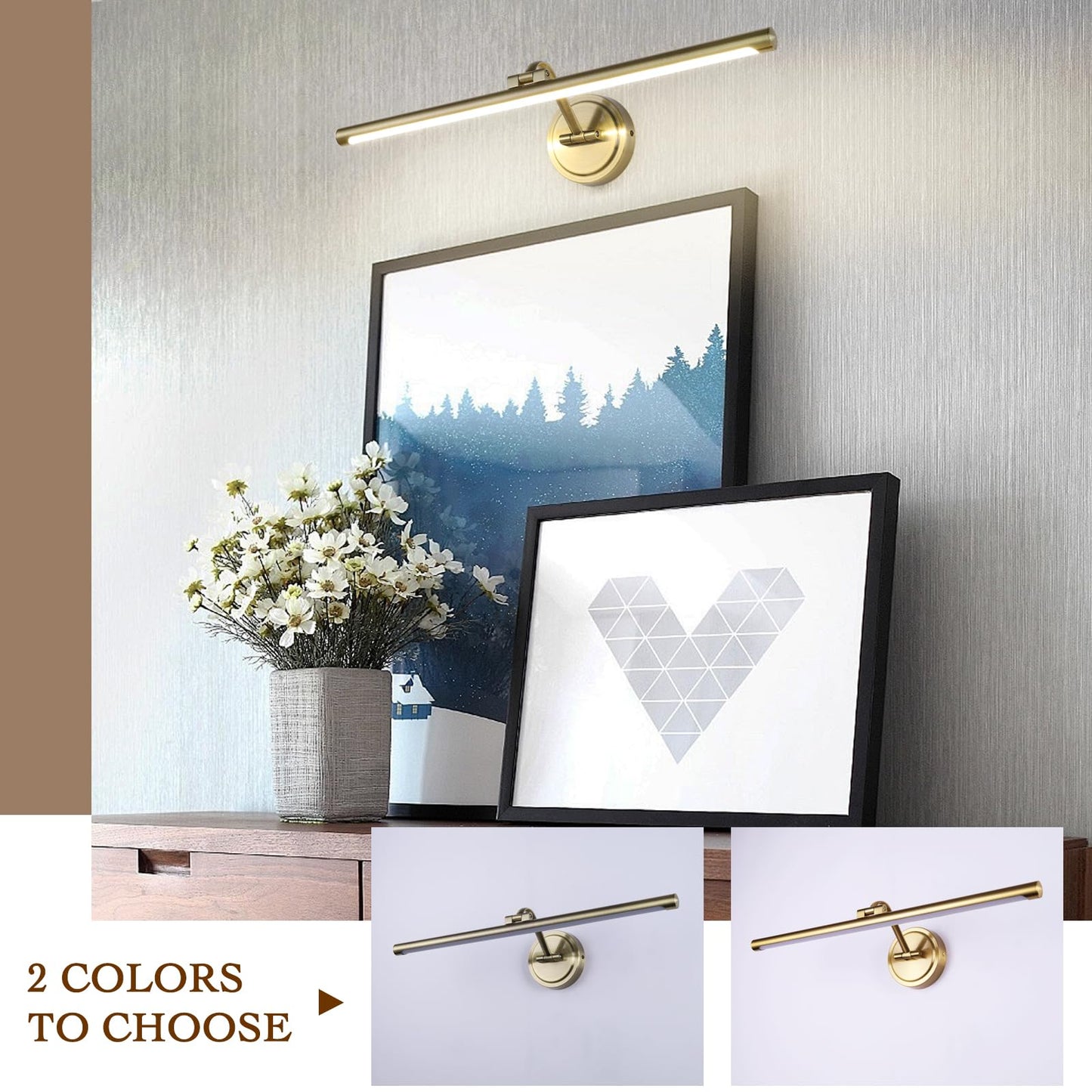 Hard-Wired Picture Lights 23.6 Inch Dimmable Led Wall Art Lighting Modern Gallery Light Poster Lights Adjustable Swing Arm Picture Frame Light For Display Art Work 14W 2700K  Warm White Antique Bronze
