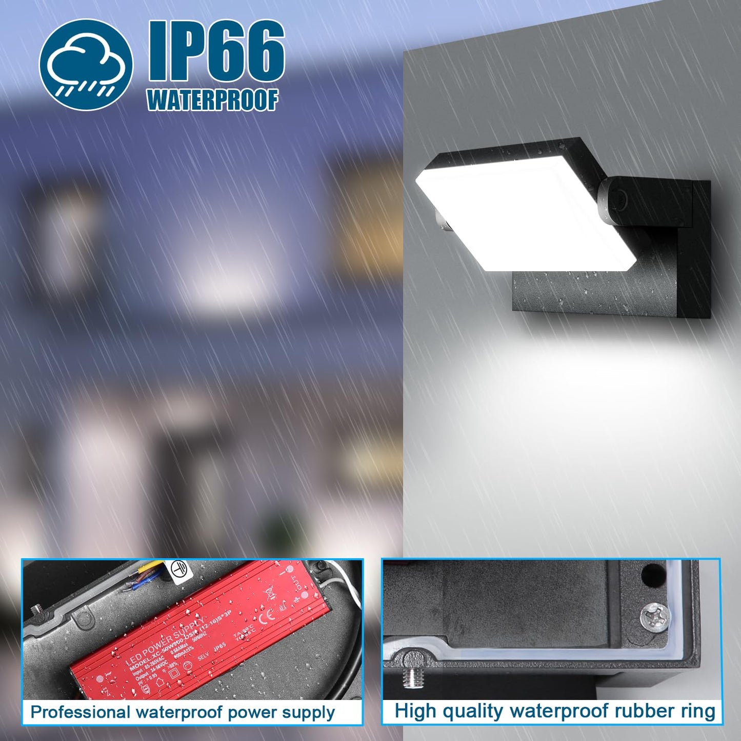 Tomourd 40W Outdoor Flood Light  5000K 360 Rotating Led Wall Light  Ip66 Waterproof Square Exterior Wall Pack Wall Mount Fixture Commercial Security Lighting For Garage House (8 Pack)