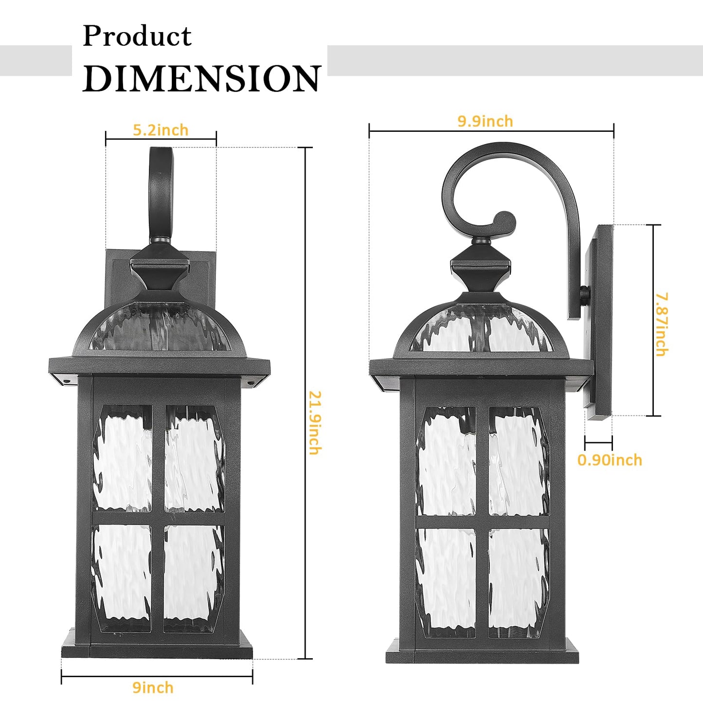 Darkaway 2Pcs Large Outdoor Wall Light  22Inch Exterior Light Fixture With Water Ripple Glass  Aluminum Outside Lights Sconces Exterior Lighting For House Porch Patio Doorway