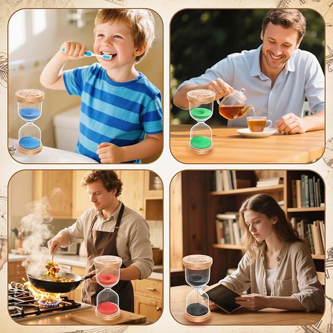 1 Minute Sand Timer, Wooden Hourglass Sand Clock, Small Beech Wood 1 Min Hour Glass, One Minutes Sandglass for Brushing Teeth, Reloj De Arena, Classroom, Game, Kitchen, Home, Office