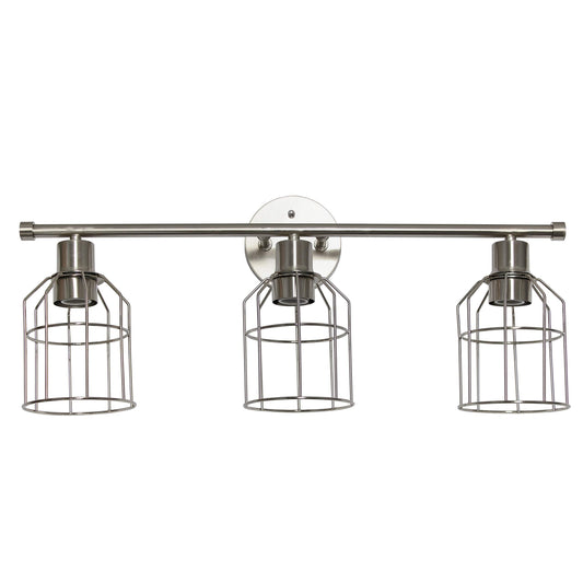 Elegant Designs VT1014-BSN 3-Light Cage Vanity Light, Iron, Brushed Nickel