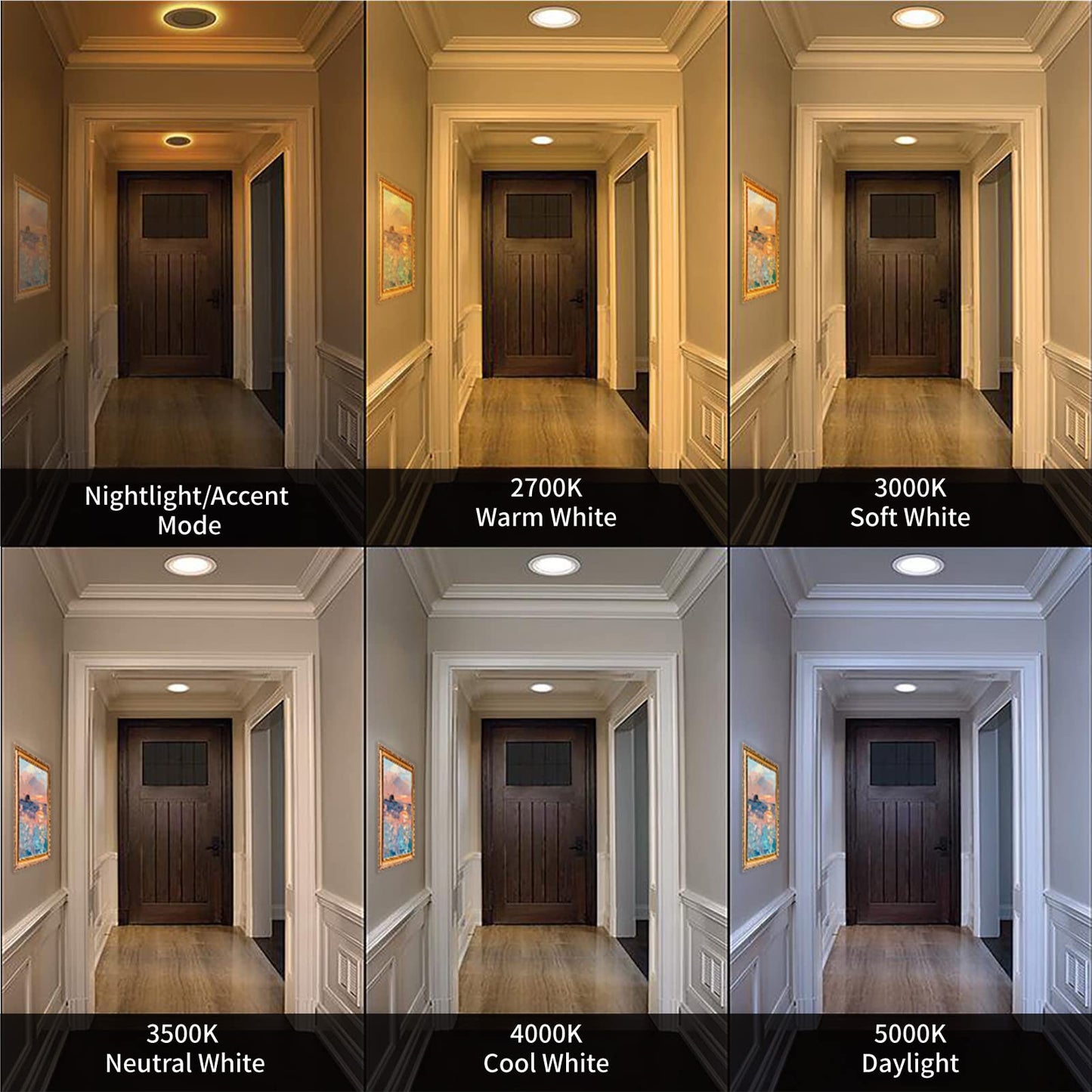 Meconard 24 Pack 4 Inch 5Cct Led Recessed Ceiling Light With Night Light  2700K/3000K/3500K/4000K/5000K Selectable Ultra-Thin Recessed Lighting  9W=75W  750Lm  Dimmable Canless Wafer Downlight Etl&Fcc