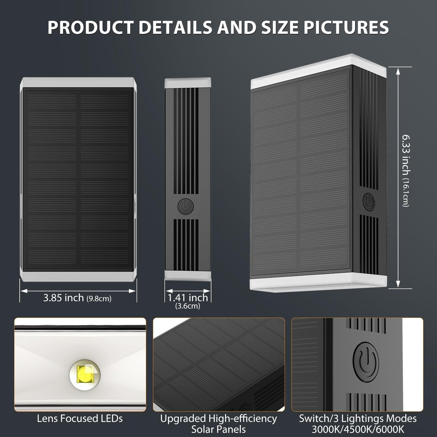 Ugdluck Solar Wall Light Outdoor 3000/4000/6000K 3 Modes Dusk To Dawn Lighting Wall Sconce Ip67 Waterproof Up And Down Solar Lights Outdoor For House  Garage  Porch Doorway (4 Pack)