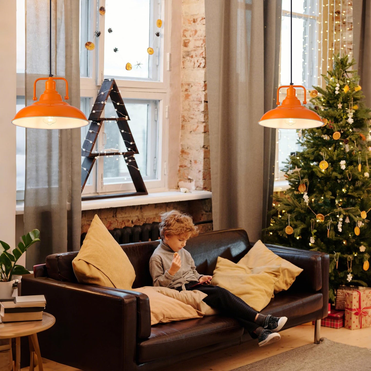 Sesiment Orange Pendant Light 12.5 Inches 3 Packs  Farmhouse Pendant Light  Industrial Pendant Lighting  Kitchen Pendant Lights  Pendant Lights Kitchen Island For Dinning Room Entryway Barn