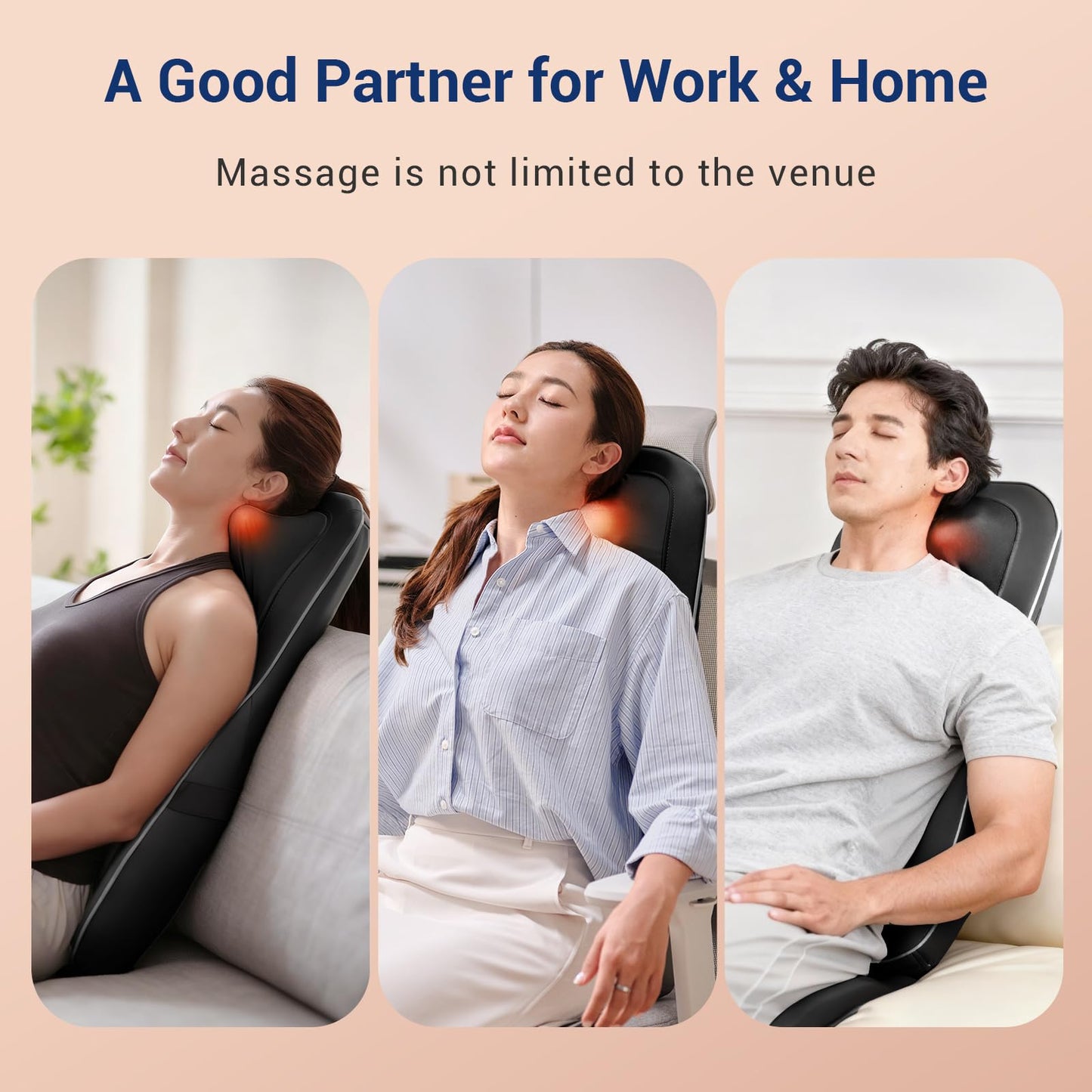 Mynt Shiatsu Neck and Back Massager with Heat, 3D Kneading Full Back Massager for Pain Relief Deep Tissue, Foldable Adjustable Chair Massager for Home Office, Gifts for Mom Dad, Black