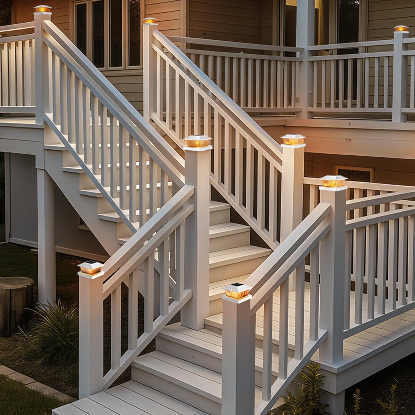 Btfarm 4X4 Solar Flame Post Cap Lights Outdoor  18 Pack Flickering Flame Deck Fence Post Lights  Waterproof Solar Powered Lighting Outside Fit 4X4 3.5X3.5 Wooden/Vinyl For Porch Patio Garden
