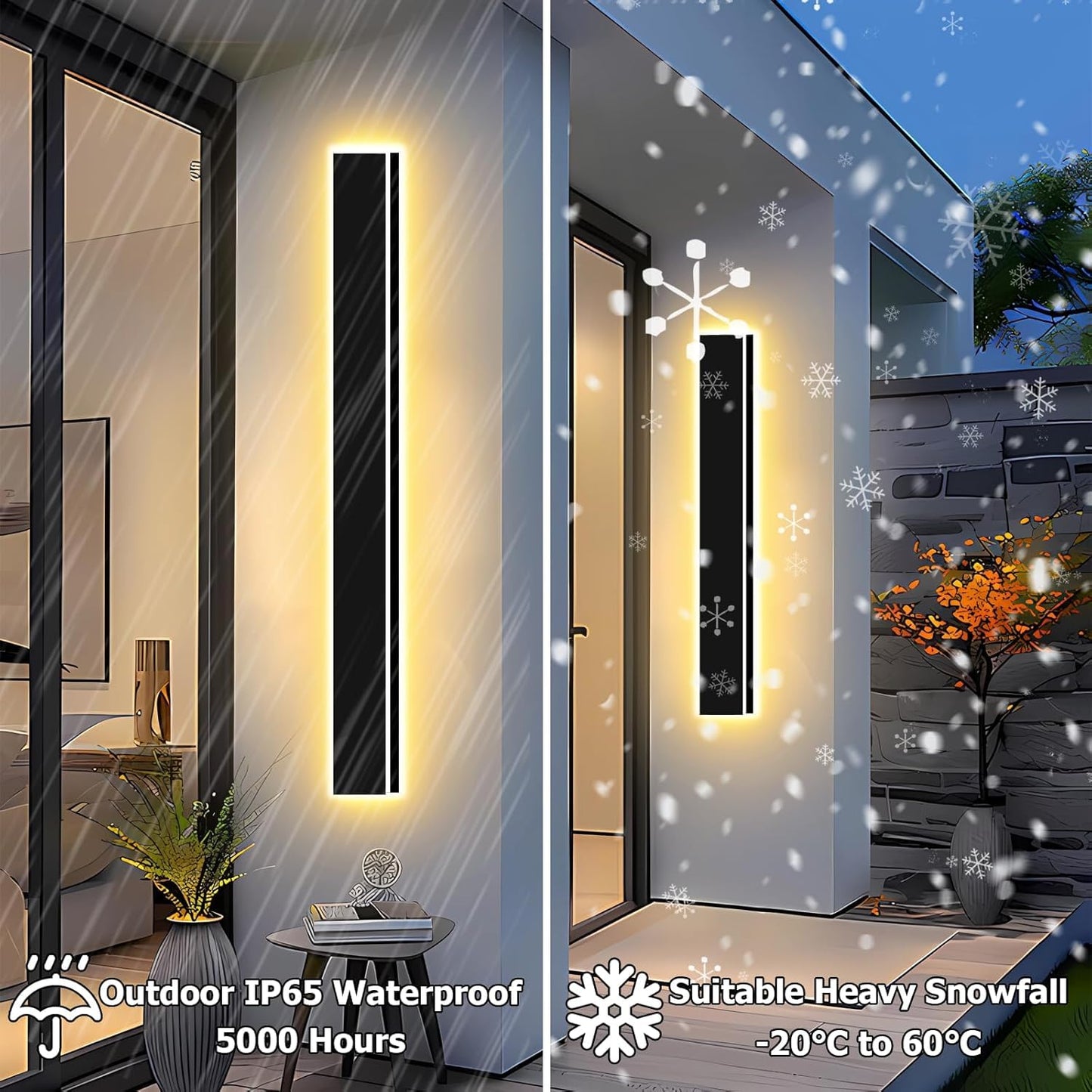 Enmln 12In Modern Outdoor Lights Fixture 4.33In Wide Dimmable Exterior Wall Lights For Garage And Front Door Long Outdoor Wall Sconce Ip65 Waterproof Black Led Outdoor Entrance Lighting
