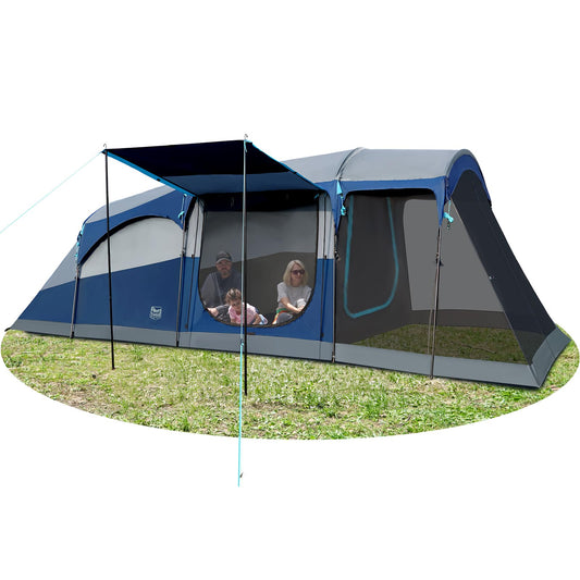 TIMBER RIDGE 8 Person Family Camping Tent with Screen Room, Double Layer Waterproof Weather Resistant Big Tunnel Tent with Rainfly Carry Bag, Large Family Tent for Outdoor Party 20ft x 8ft x 76in