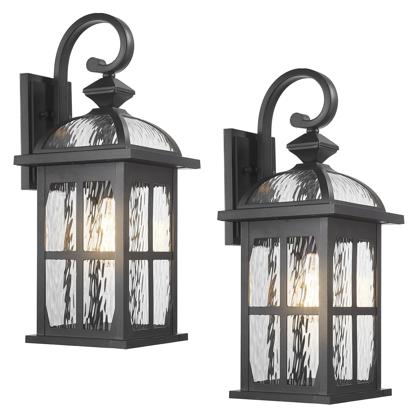 Darkaway 2Pcs Large Outdoor Wall Light  22Inch Exterior Light Fixture With Water Ripple Glass  Aluminum Outside Lights Sconces Exterior Lighting For House Porch Patio Doorway