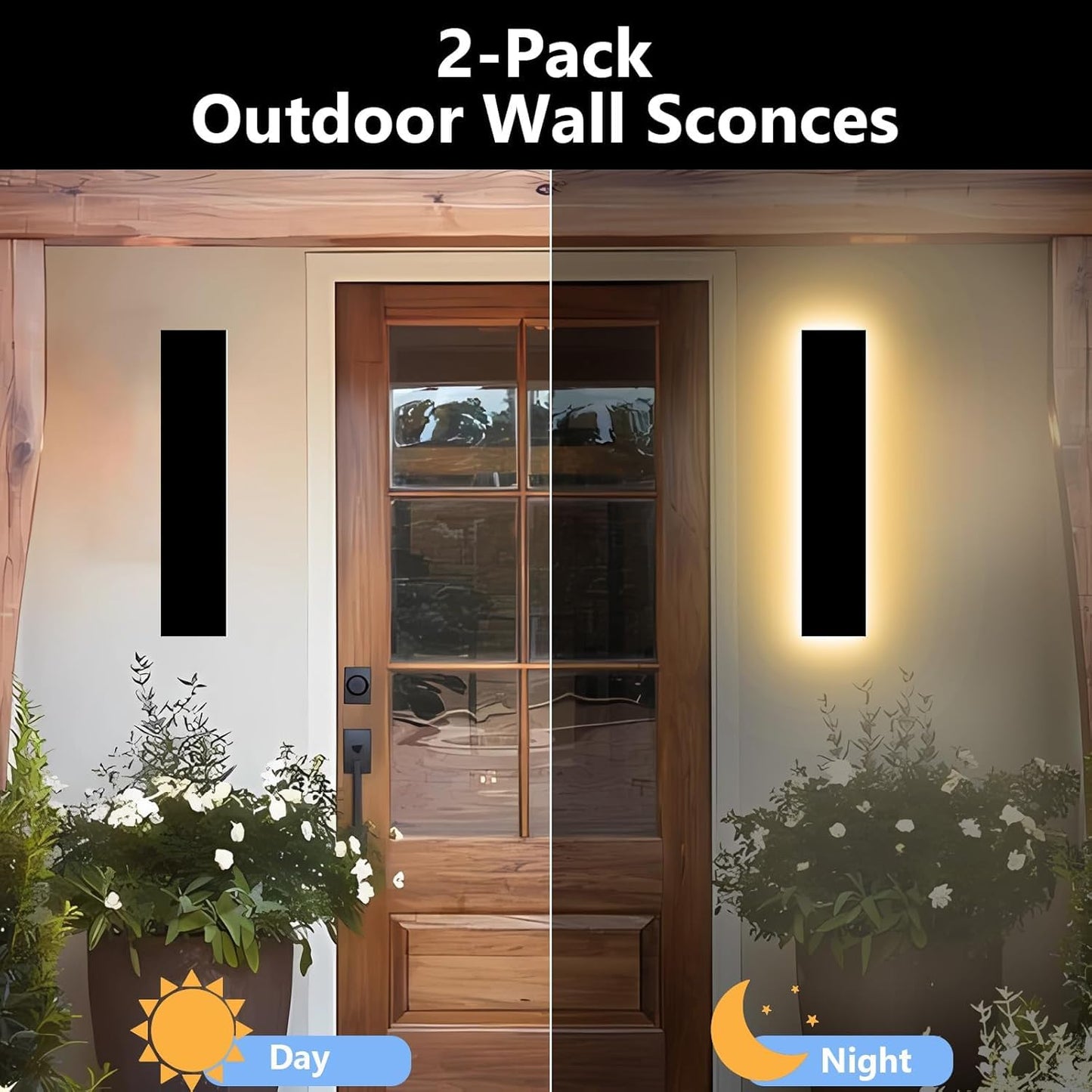Pedforn 39In Outdoor Wall Sconces  Ip65 Waterproof Outdoor Long Wall Lights  Exterior Lighting Fixtures For Garage Patio Porch  Black Linear Dimmable Led Wall Light For House(4.33In Width)