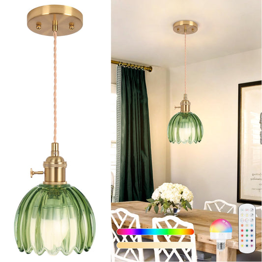 Loiogohot Battery Operated Pendant Light Mini Hanging Lights 5.1Inch 2500Mah Rgb Rechargeable Light Bulb With Remote Control Wireless Adjustable Rechargeable Chandelier For Kitchen Island Hallway