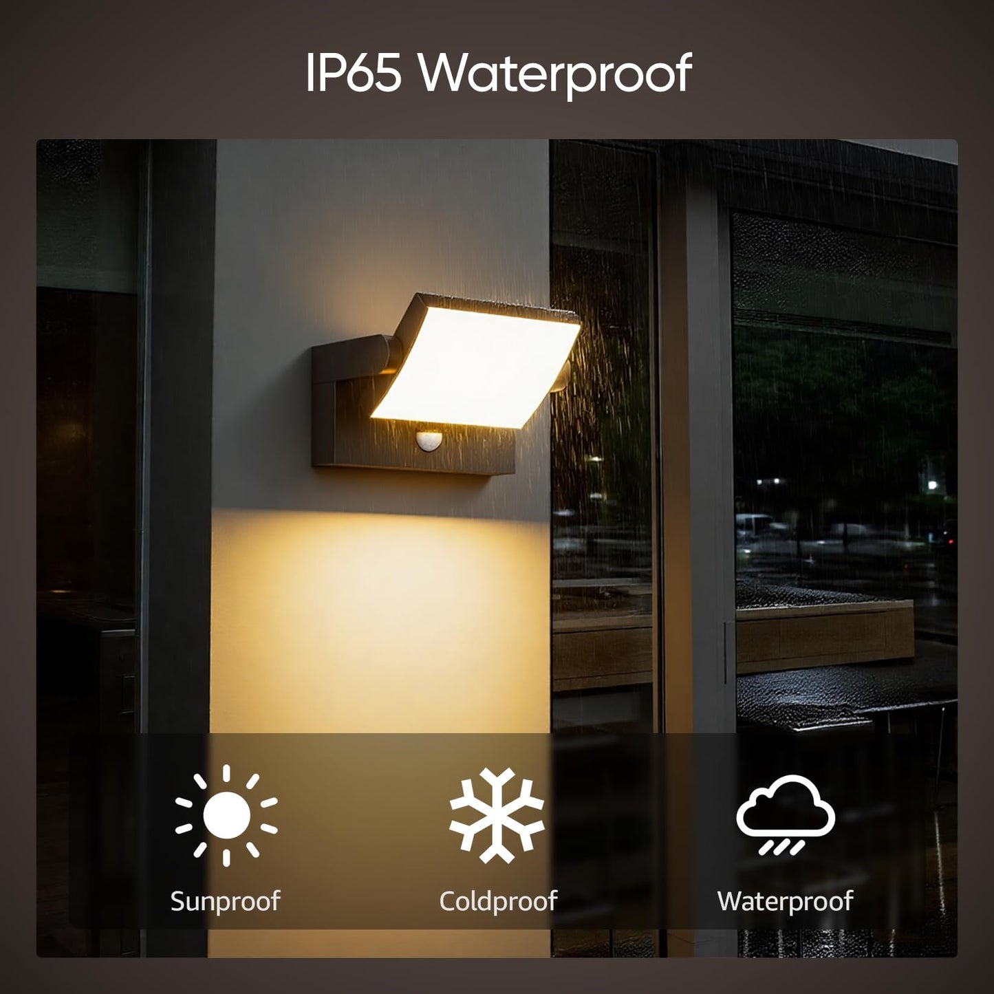 Lundwa 2 Pack 40W Motion Sensor Outdoor Wall Lights  3000K Black Led Light Fixture  Ip65 Waterproof Exterior Porch Light  360  Adjustable Head Flood Wall Lighting For House