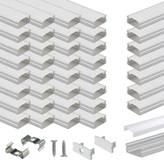 Muzata LED Channel System 40Pack 3.3FT Aluminum Extrusion Silver with Milky White Cover U1SW
