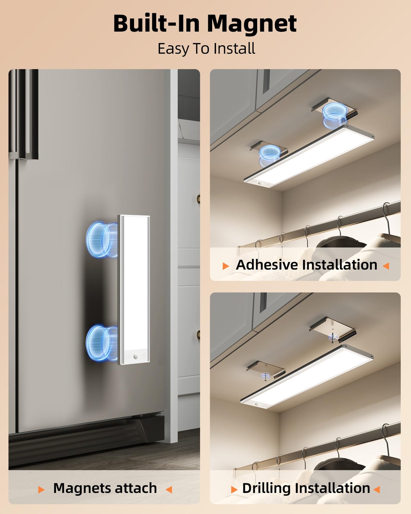 Ezvalo 220Lm Super Bright Under Cabinet Lighting Wireless  5000Mah Rechargeable Battery Motion Sensor Light Indoor  Dimmable Under Counter Lights For Kitchen  3-Inch Ultra-Wide Panel Closet Light