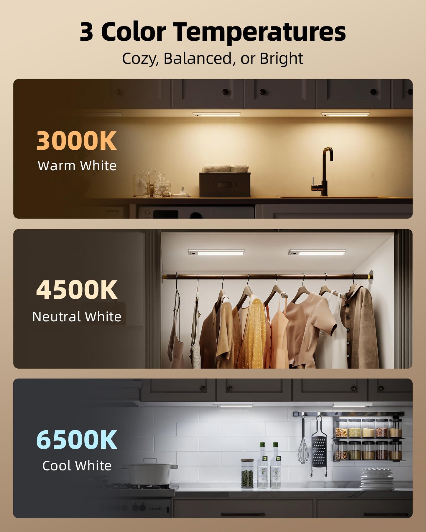 Ezvalo 5 Pack Under Cabinet Lighting  3200Mah Rechargeable Motion Sensor Light  12Inch Magnetic Closet Lights With Dimmable & 3 Color Temps  Wireless Motion Activated Lights With Remote For Kitchen