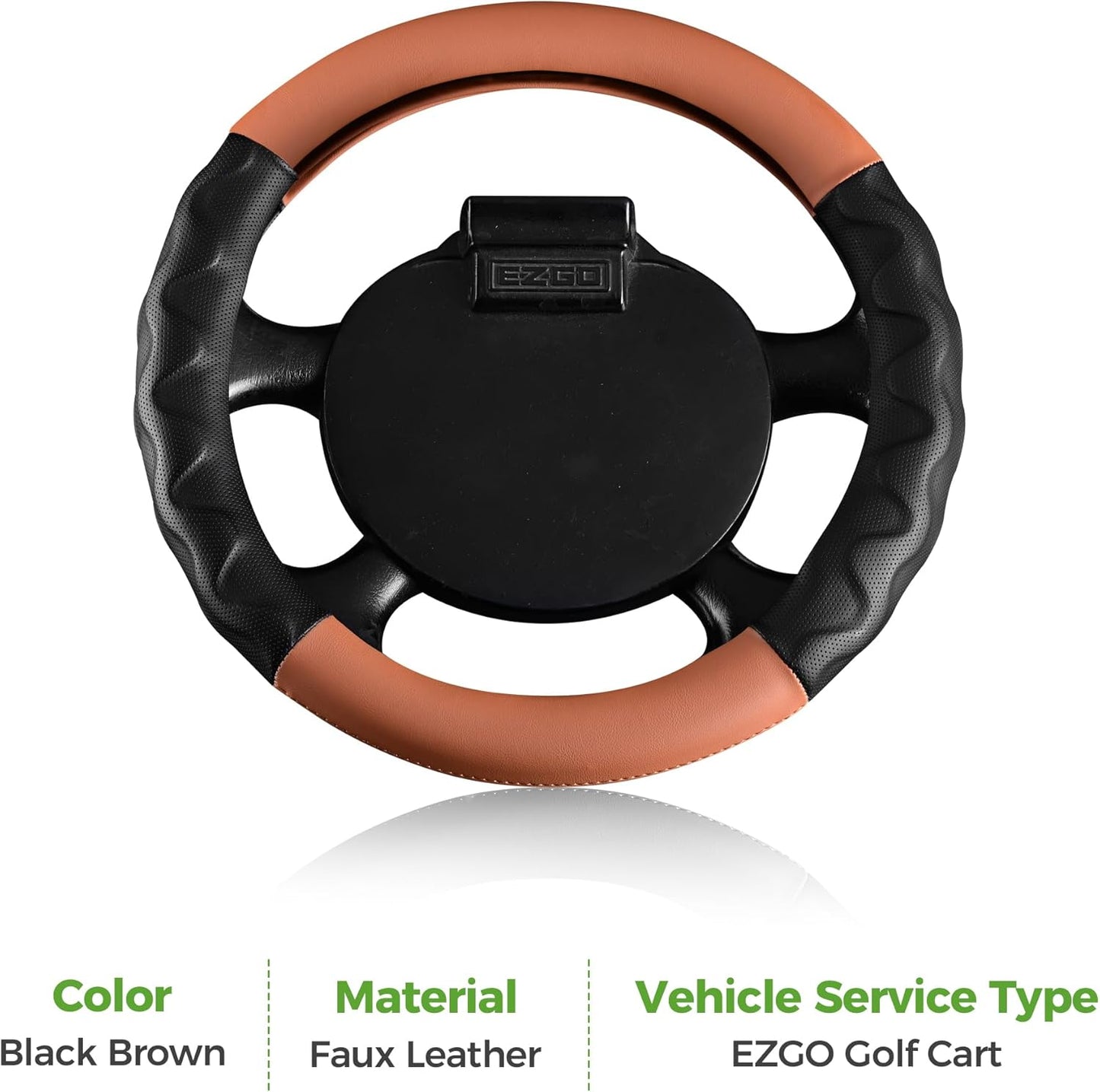 10L0L 13 Inch Golf Cart Steering Wheel Covers for EZGO TXT&RXV, Upgraded Microfiber Anti-Slip Steering Wheel Cover with Pu Leather