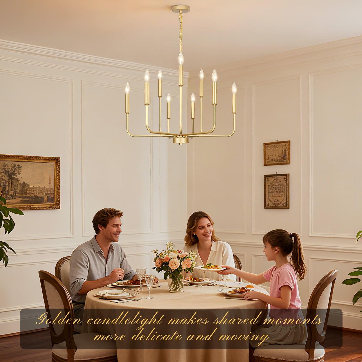 Gifarich Gold Chandeliers For Dining Room Light Fixture Over Table  Modern Farmhouse Chandeliers For Living Room 9-Lights Industrial Metal Candle Lighting Fixtures For Entryway Kitchen Island Foyer