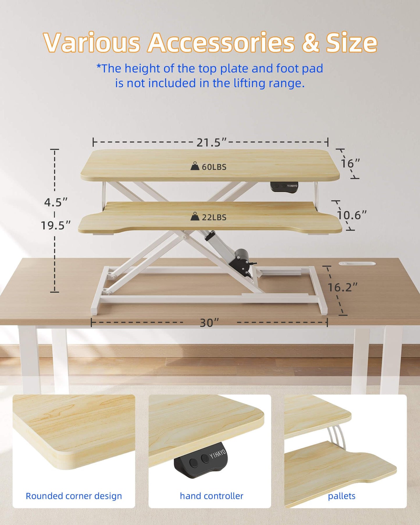 YIHAYO Electric Standing Desk Converter 32 inch, Sit to Stand Up Height Adjustable Desk Riser, Quick Sit to Stand Tabletop Dual Monitor Riser Workstation for Home Office with Keyboard Tray, Natural