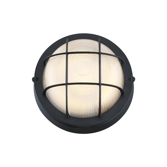 Gruenlich 8 Round Led Bulkhead Light Fixture  Outdoor Wall Lights Dimmable  Sauna & Exterior Lighting  Etl Rated  15W 1500 Lumen  3000K Warm White  Black Cast Aluminum  Wall/Ceiling Mount  1 Pack