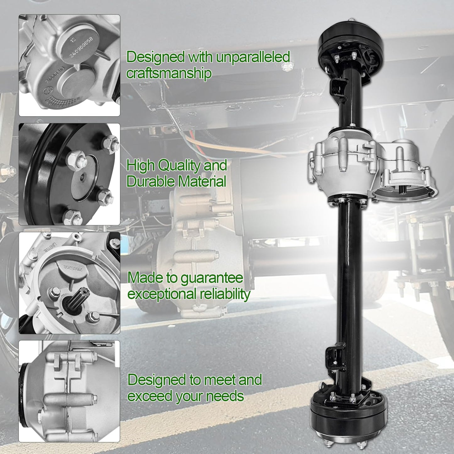 1027717-01 Rear Axle Assembly with Brake Drum 10 Teeth for 1998-Up Club Car DS for 2004-Up Club Car Precedent Electric with Graziano Transaxle Replace# 102771701
