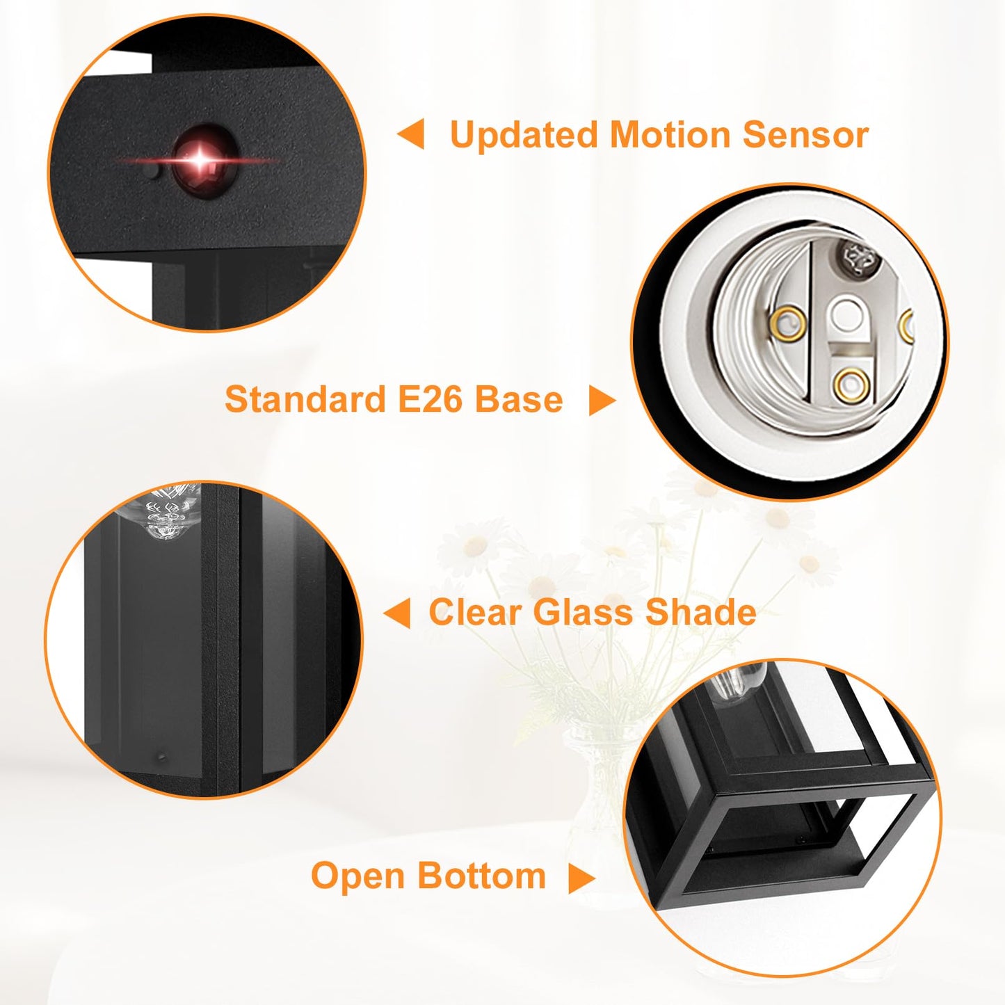 Slypadan 15 Large Outdoor Wall Lights  Dusk To Dawn Motion Sensor Outdoor Lights  Waterproof Anti-Rust Wall Sconces  Exterior Lighting Fixtures For Front Door  Porch  Garage  1 Pack