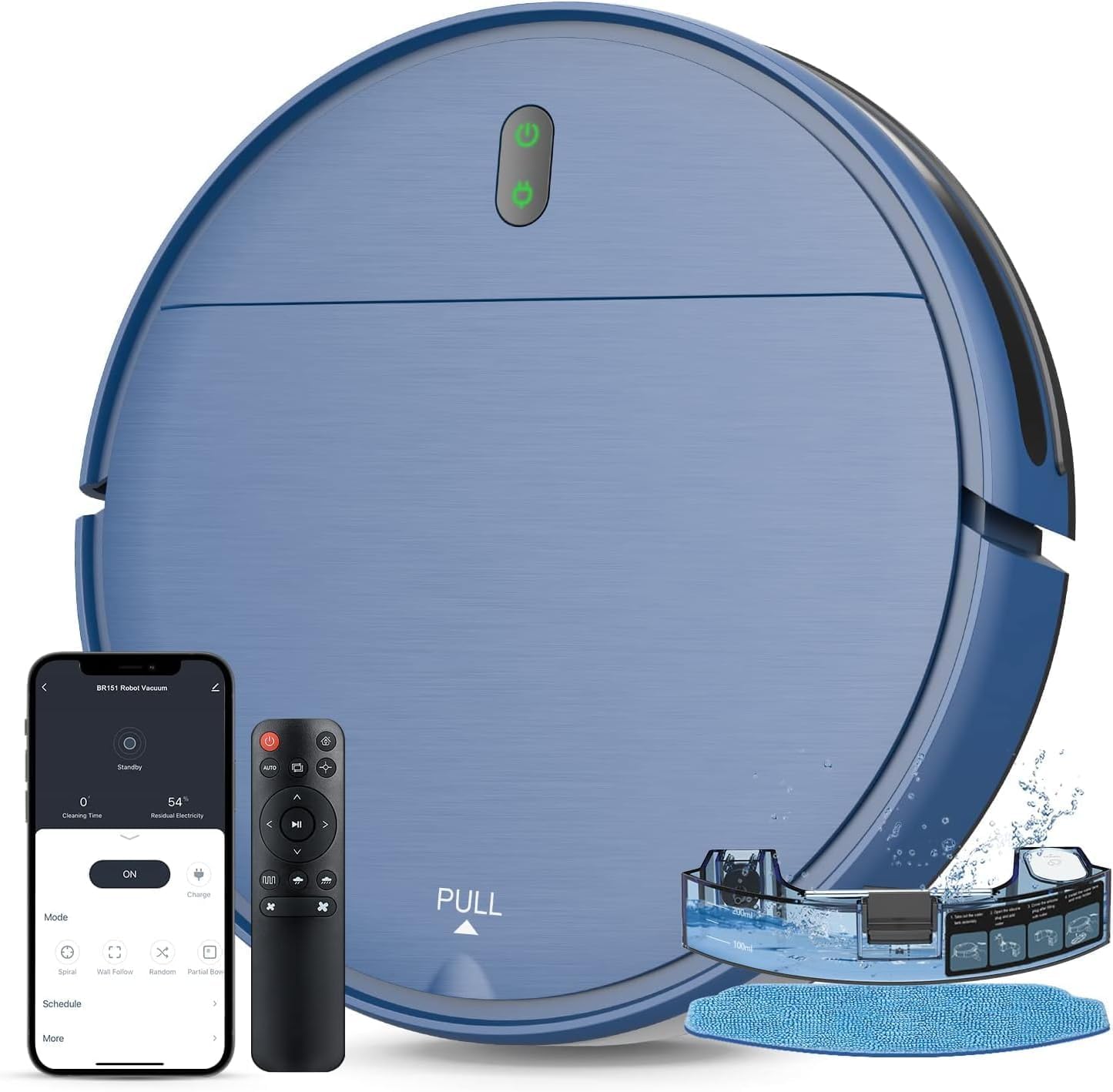 ZCWA Robot Vacuum and Mop Combo, Anti-Hair Tangle Design for Pet Hair