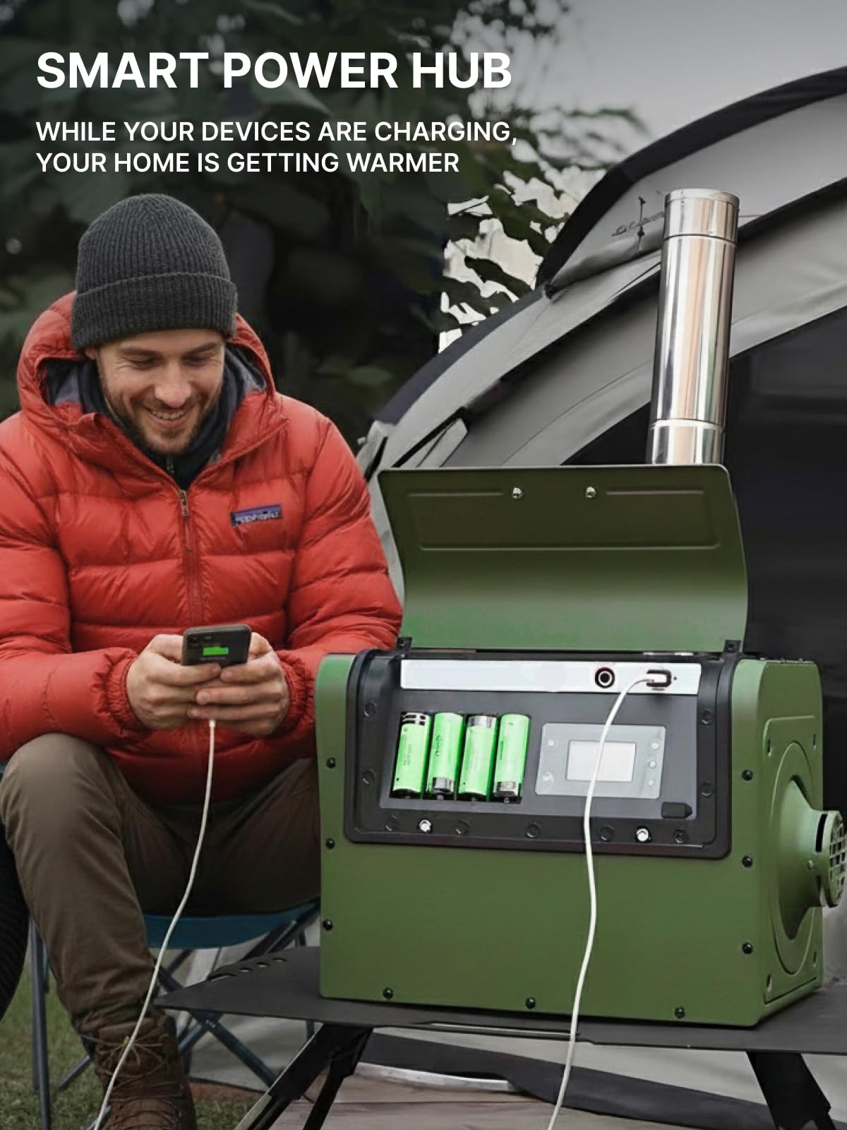 TRAILSON Self-Powered Portable Diesel Heater for RV, Camping & Outdoor Use - Diesel Heater with USB A Charging Port, Remote Control and Water-repellent Storage Bags - No External Battery Needed