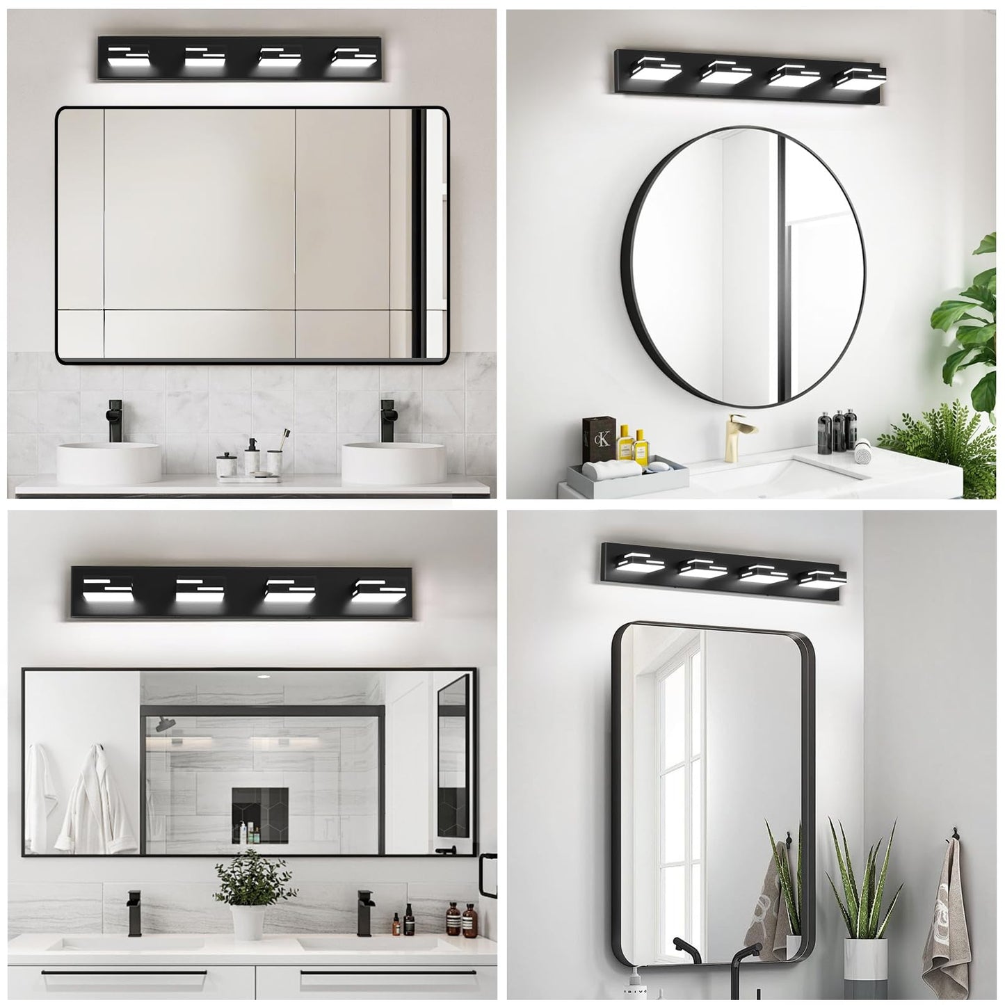Izorro Modern Led Bathroom Vanity Light Fixtures (41-Inch  4-Light 5Cct Dimmable)  Matte Black Vanity Lights For Bathroom Lighting Fixtures Over Mirror With Rotatable