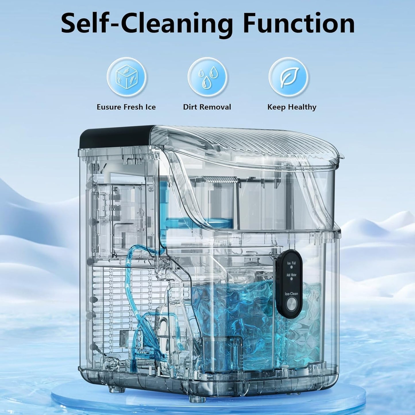 Antarctic Star Nugget Ice Maker Countertop, Chewable Nugget Ice Machine with One-Touch Operation, Self Cleaning, Fast Ice Making 34Lbs/24H, for Office/Home/Bar, Black