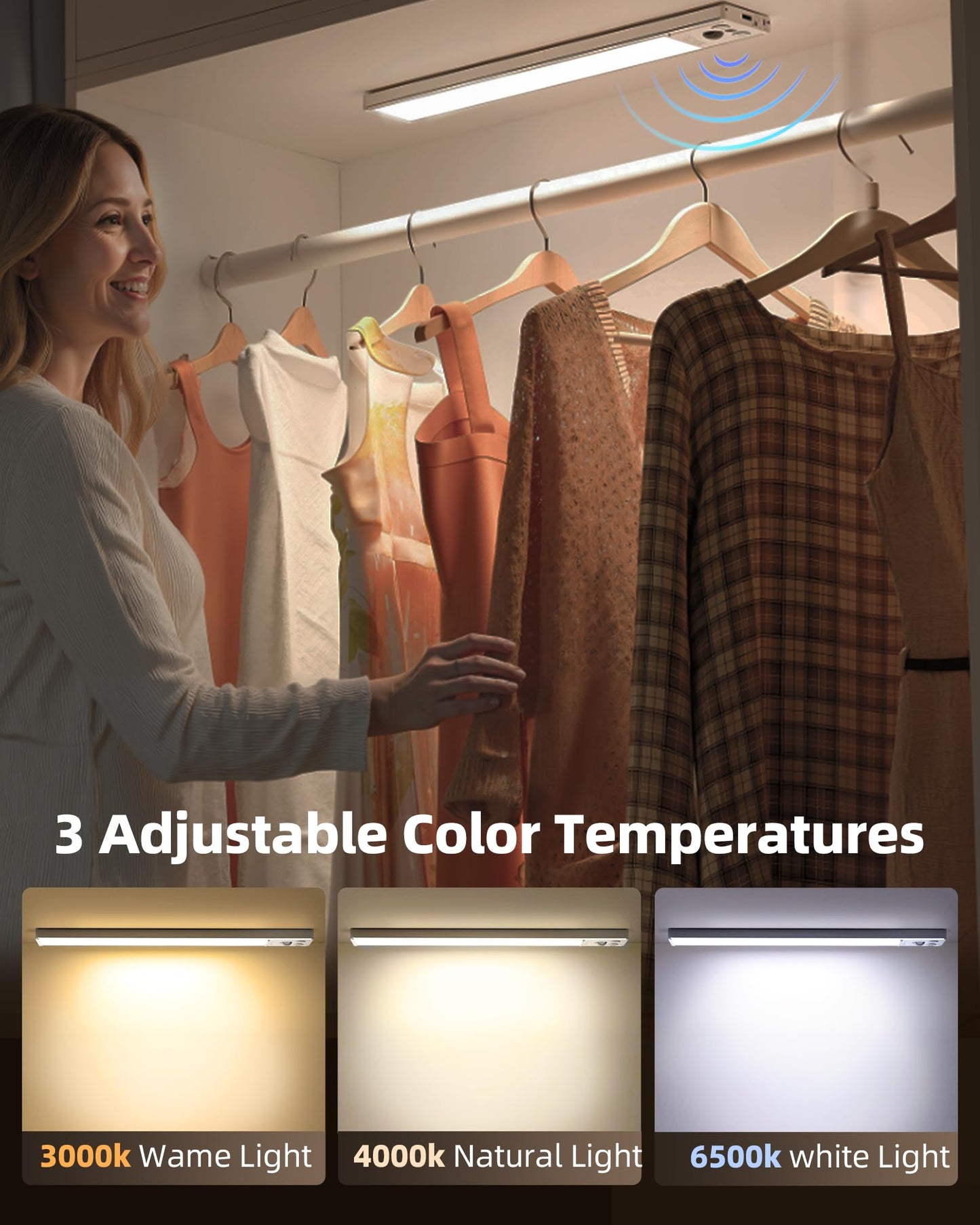 Ezvalo 4-Pack Under Cabinet Lighting  3200Mah Rechargeable Motion Sensor Light Indoor  With Dimmable & 3 Color Temps  Magnetic Closet Lights  Wireless Under Counter Lights For Kitchen  Stairs (12Inch)