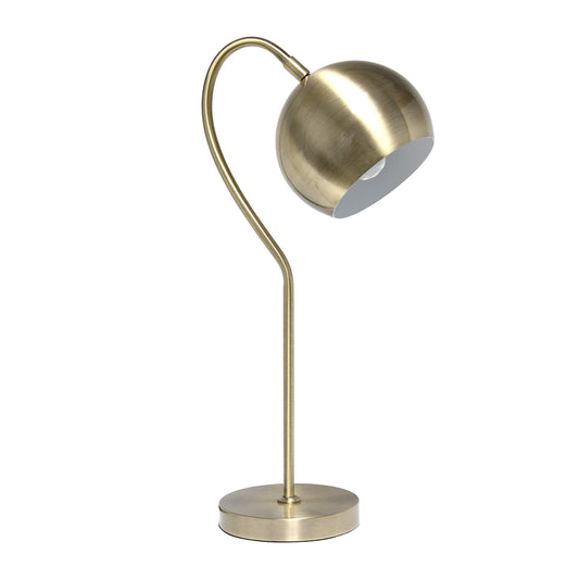 Elegant Designs 20in Modern Metal Half Moon Table Lamp, Antique Brass, Model LT1061-ABS, 10inL x 6inW x 20.25inH, Ideal for Home Décor