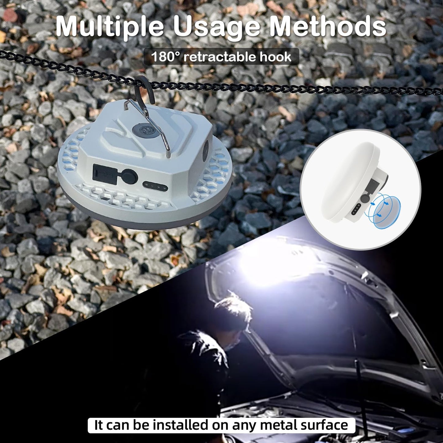 10000Mah Rechargeable Hanging Tent Light With Magnet  Portable 30W 4000Lm Led 3 Color Lighting Modes Camping Lantern  Ipx5 Waterproof Led Flashlight For Emergency & Gift