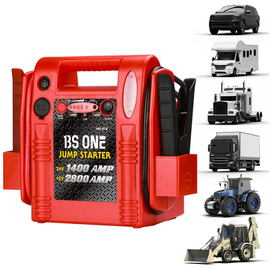 24V / 12V Jump Starter, Heavy Duty 1200/2400 Peak Amp Sealed Lead Acid Battery Jump Starter for Car Truck Tractor Excavator, Jump Box Power Pack with USB/DC Output and LED Light