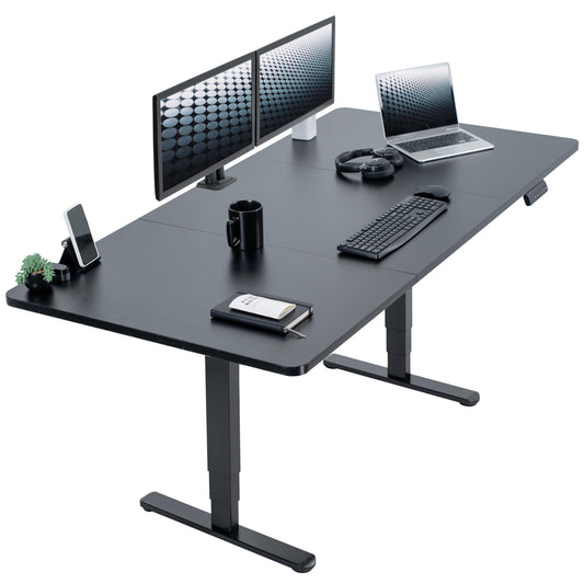 VIVO Electric 71 x 36 in Dual Motor Sit Stand Desk, Memory Height Adjustment, 2B Series, Black Top Black Frame, DESK-KIT-2B7B-36