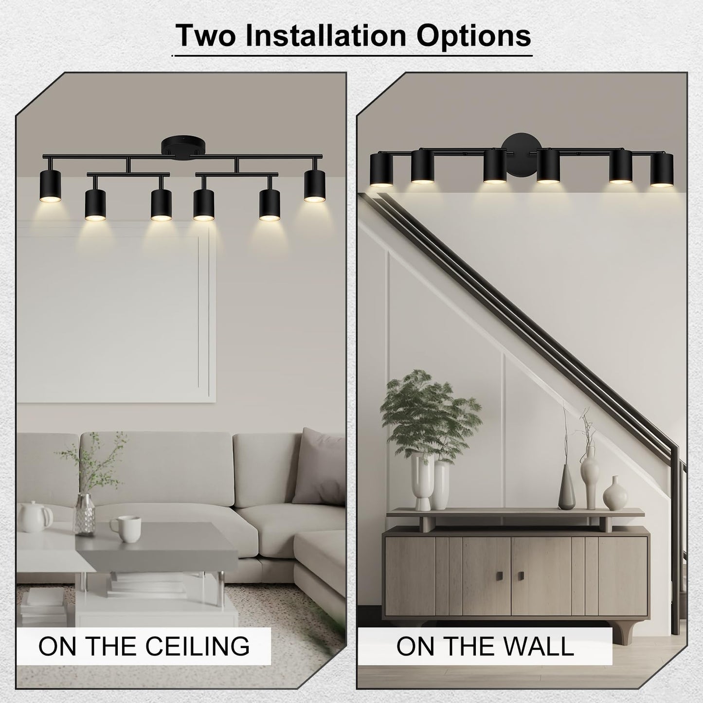 Auquee 6 Light Track Lighting Fixtures Ceiling  Matte Black Kichen Track Lighting Fixtures With Rotatable Light Heads  Upgrade Light Poles  Modern Led Sopt Lights For Kitchen/Hallway  No Gu10 Bulb